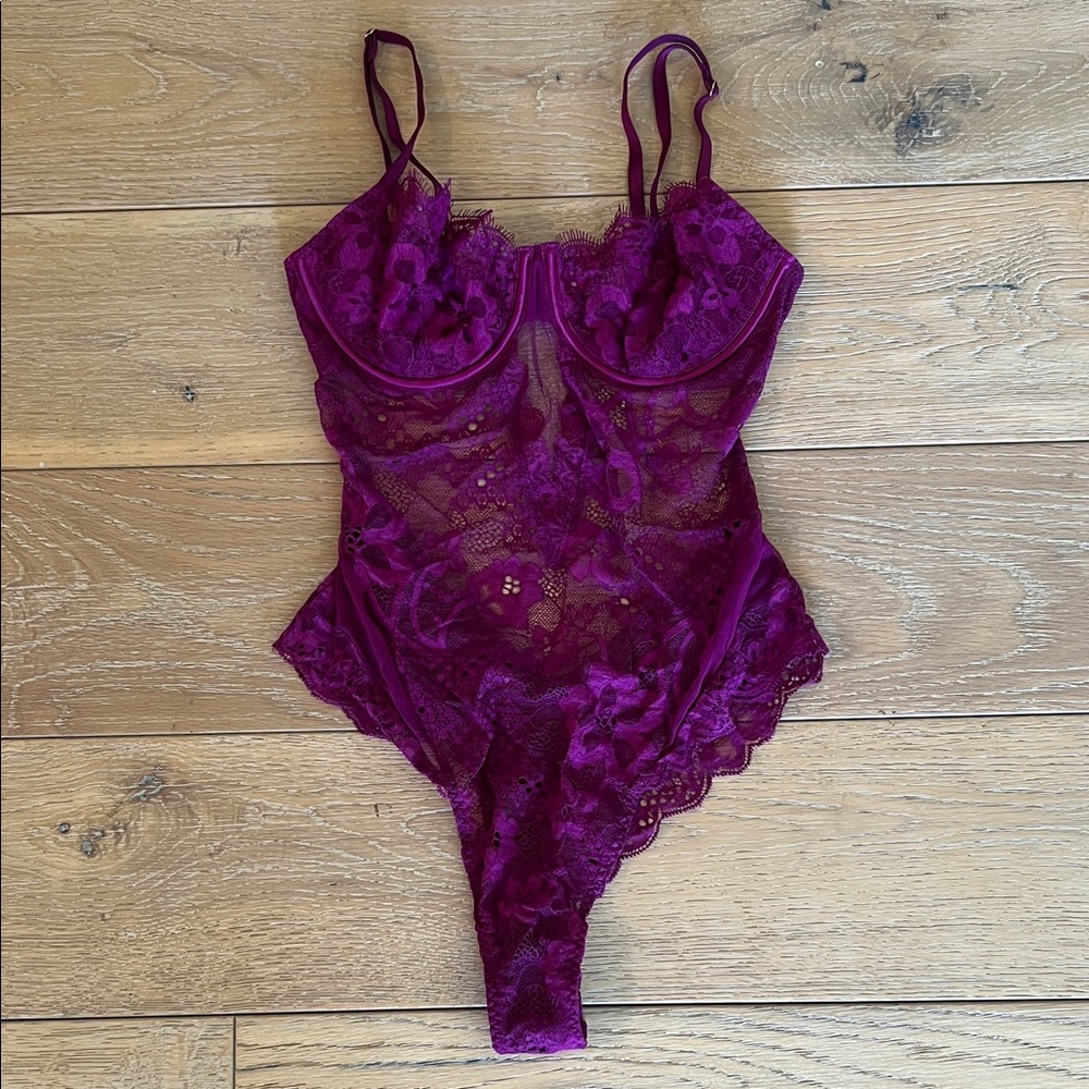 Victoria's Secret Deep Purple Lace Bodysuit